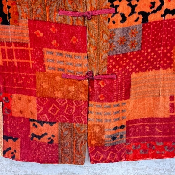 Women's Patchwork Velvet Silk Vest Sz L Boho Y2K Art to Wear Artsy Whimsy - Picture 11 of 15